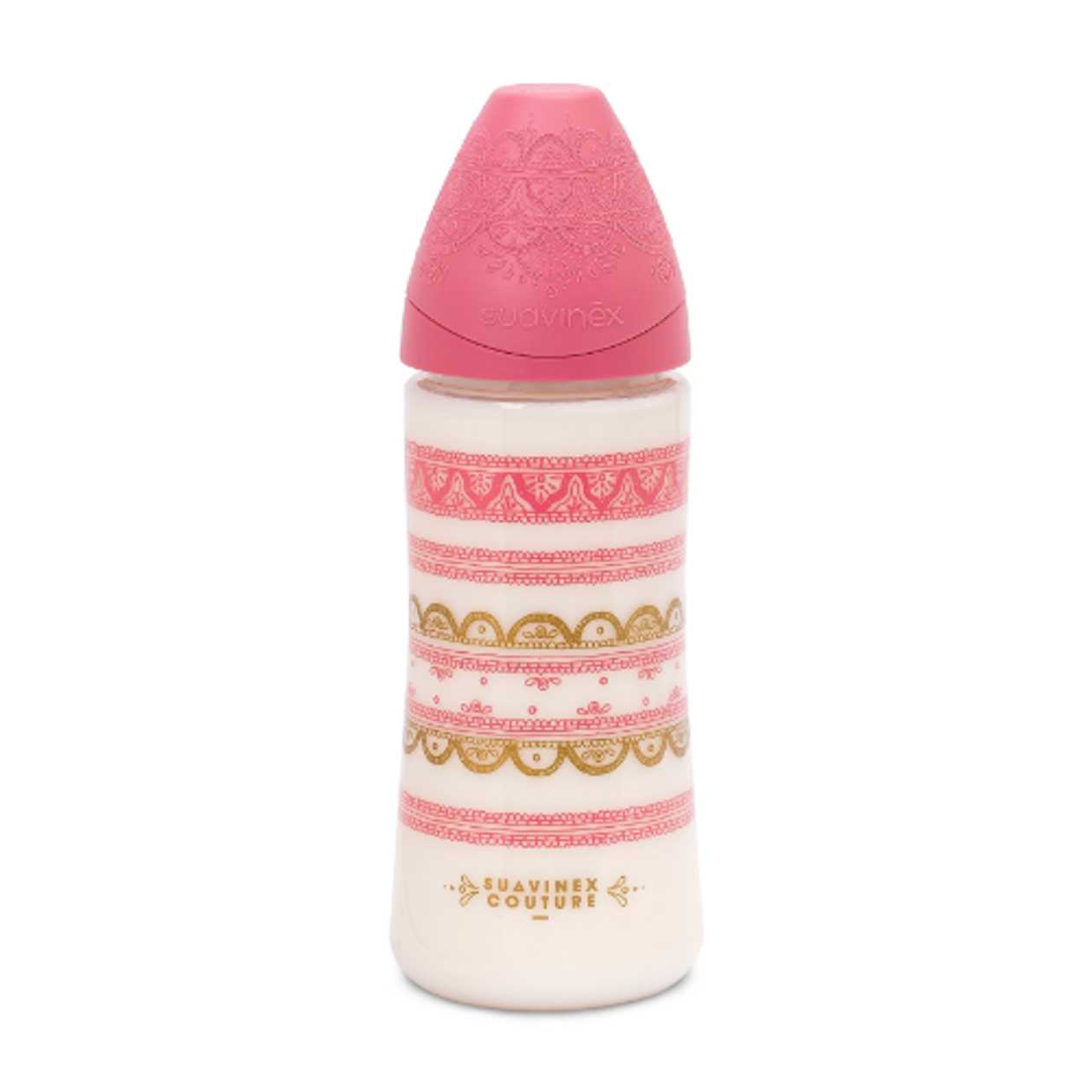 Suavinex - Pink Silicone Round Bottle, Premium /6m+/ 360ml 3346