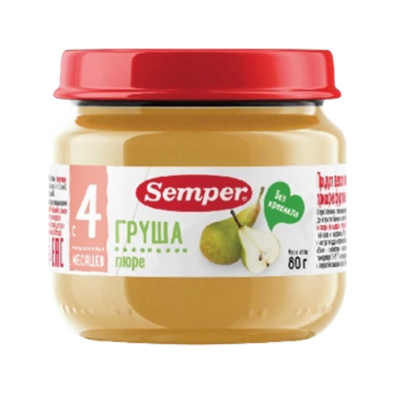 Semper - Sugar-Free Pear Fruit Puree /4 Months+/ 80g 6472