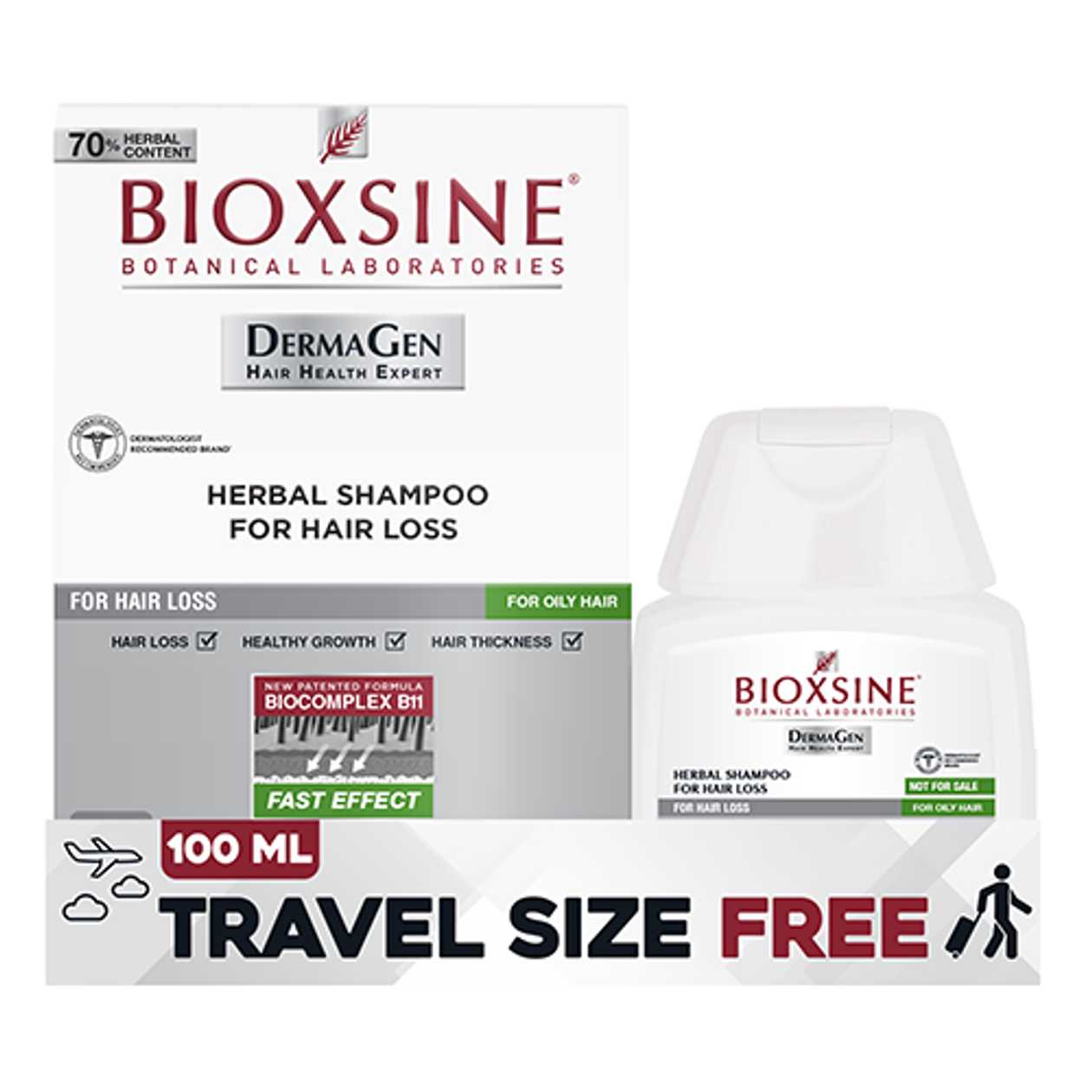 Bioksin - Classic Shampoo for Oily Hair, Anti-Hair Loss, 300ml + 100ml