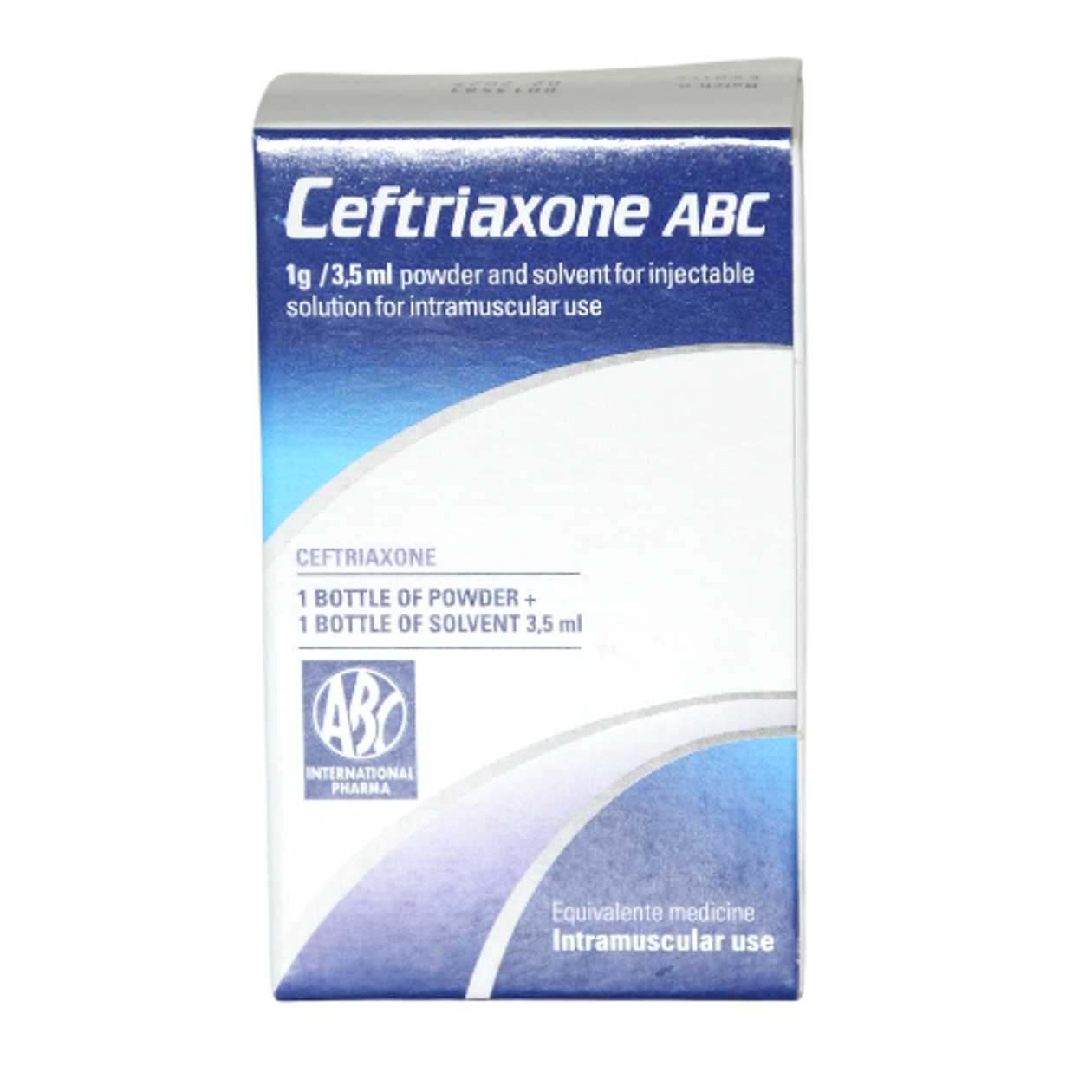 Ceftriaxone ABC Powder for Injection 1000mg Vial + Solvent 3.5ml #1