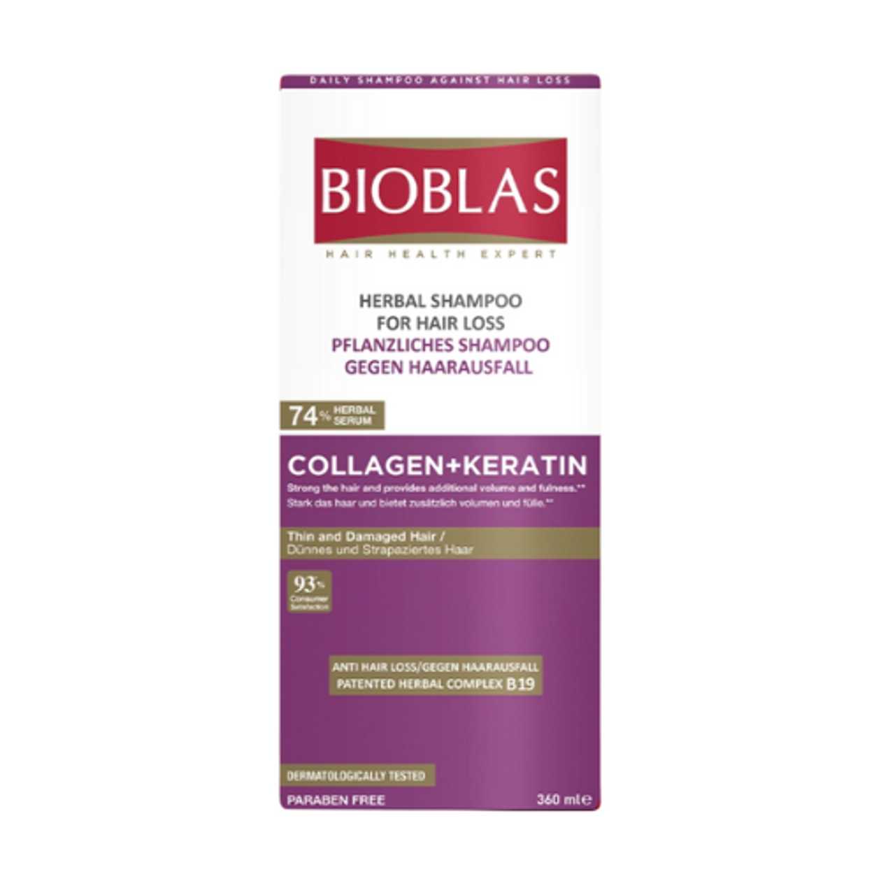 Bioblas - Anti-Hair Loss Shampoo with Collagen and Keratin for Damaged, Thin Hair 360ml 8484/5581