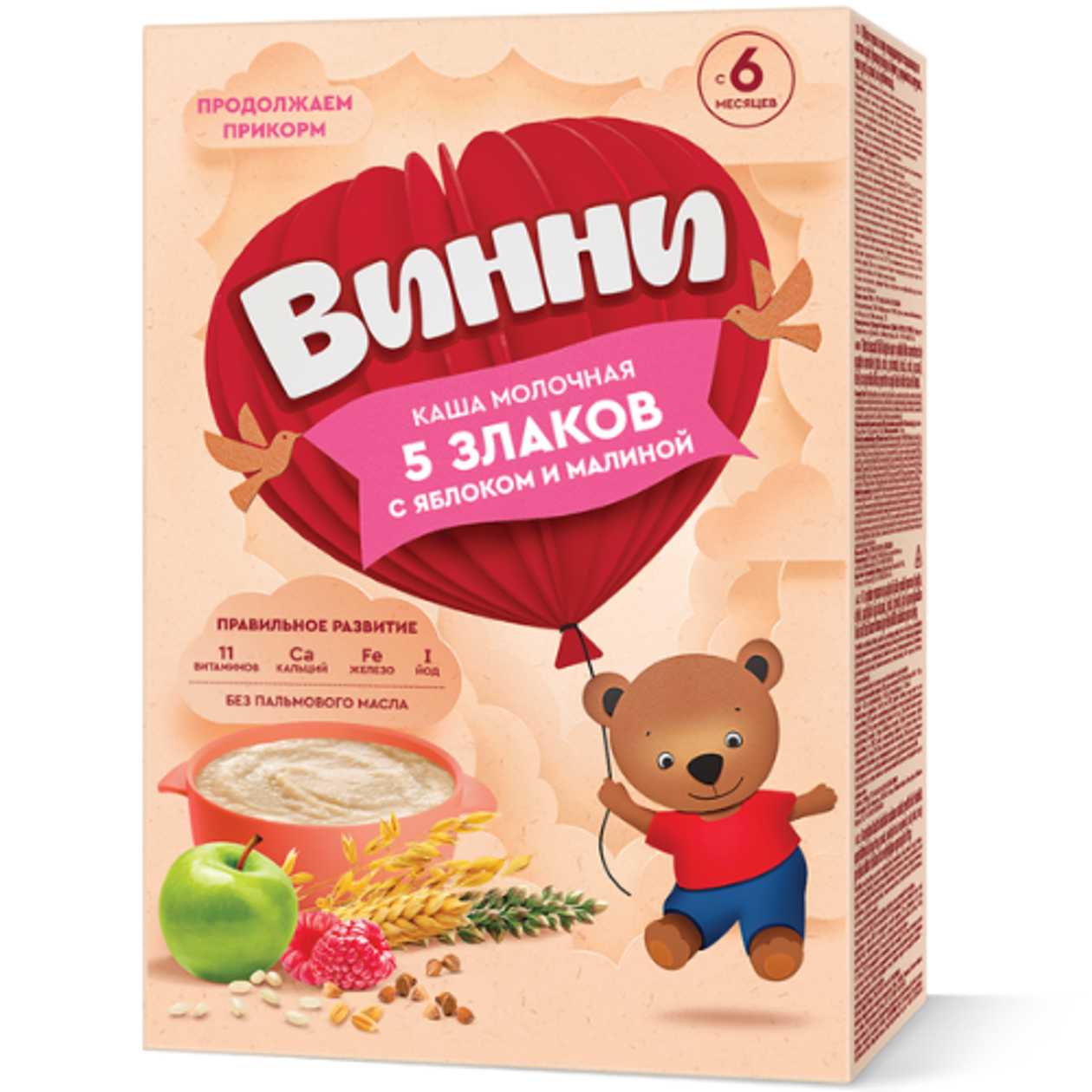 Vini - Milk Porridge with 5 Grains, Apple and Strawberry /6 Months+/ 200g 4855