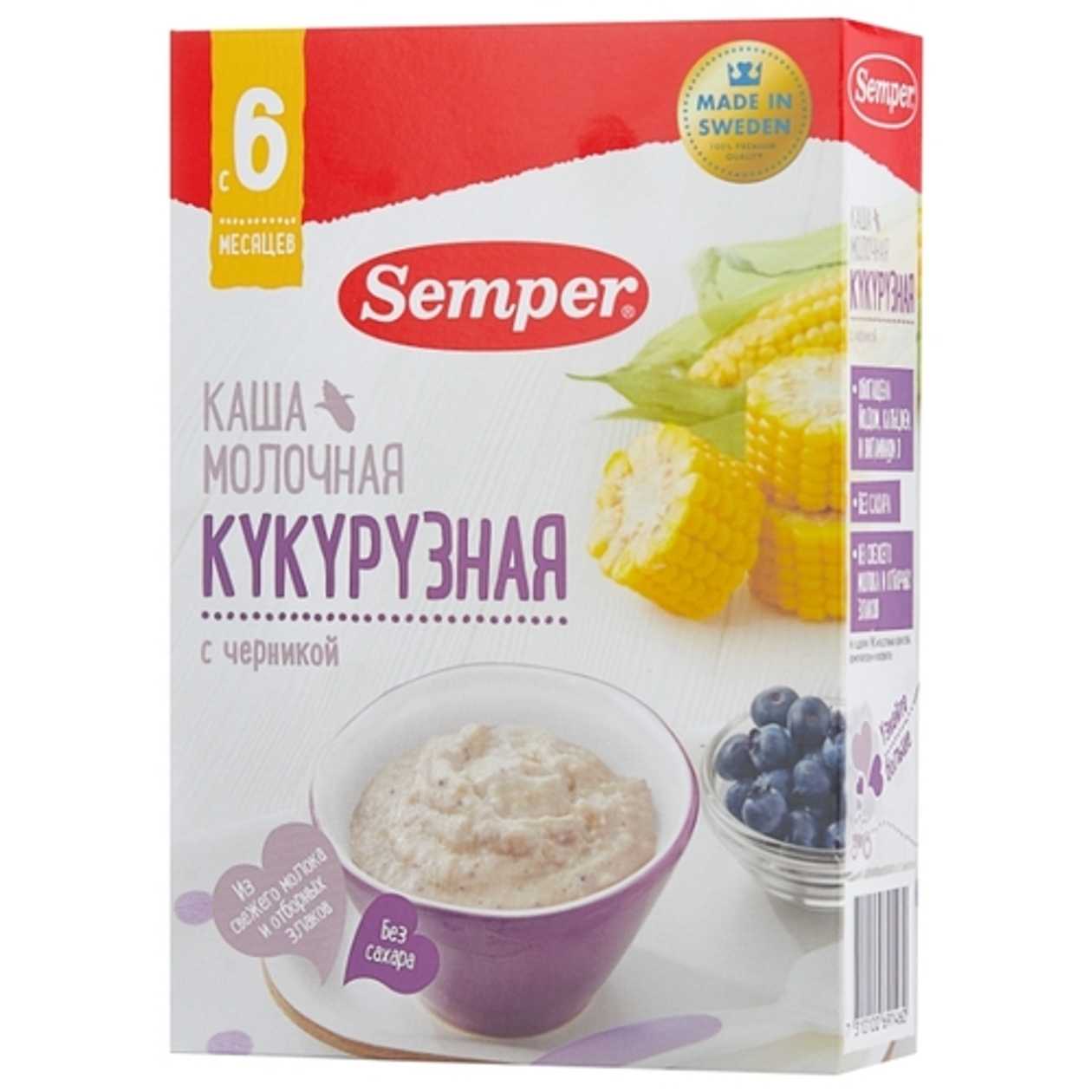 Semper - Milk Porridge, Sugar-Free Corn with Apple /6 months+/ 180g