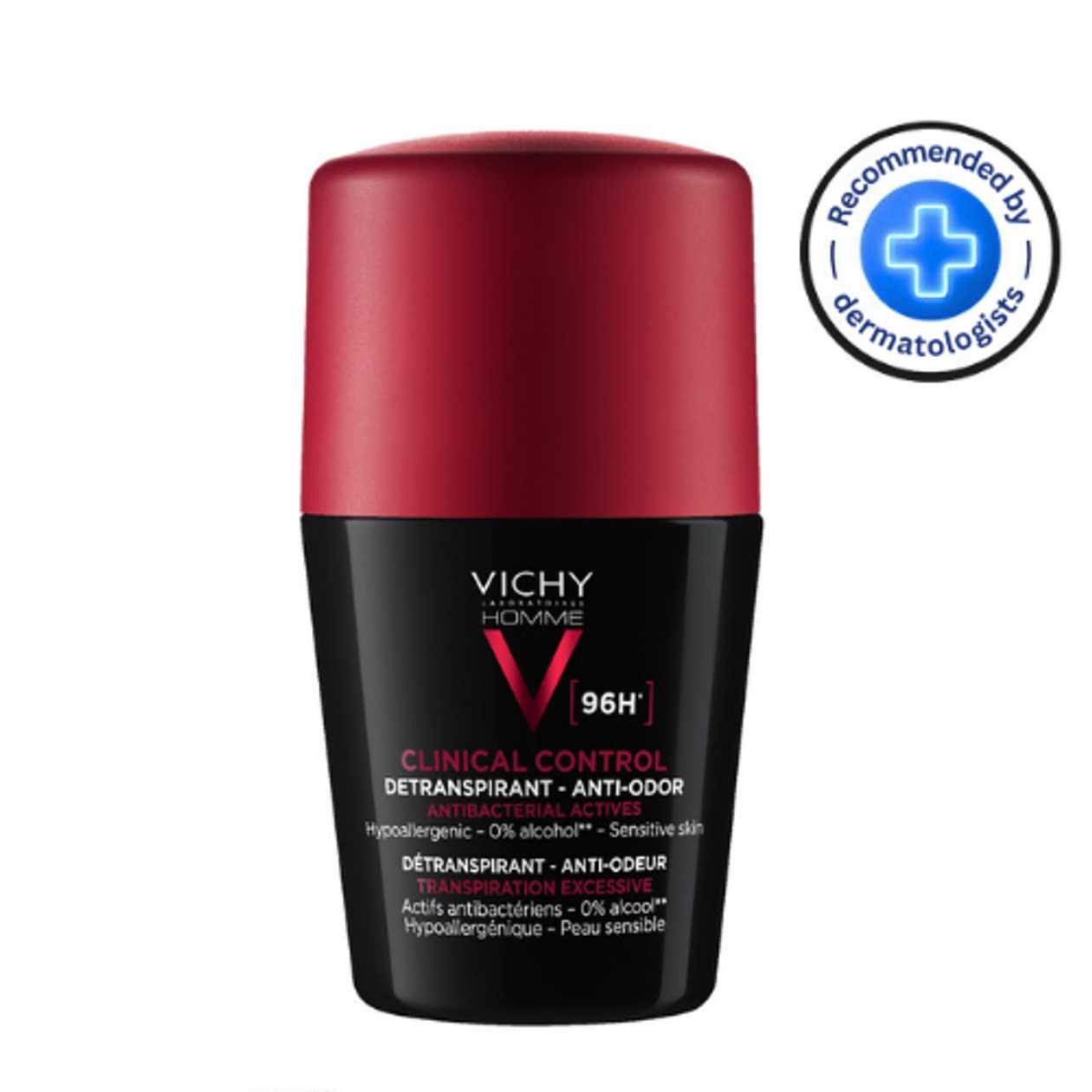 Vichy - Men's Roll-On Deodorant Antiperspirant 96h Antibacterial 50ml 5025