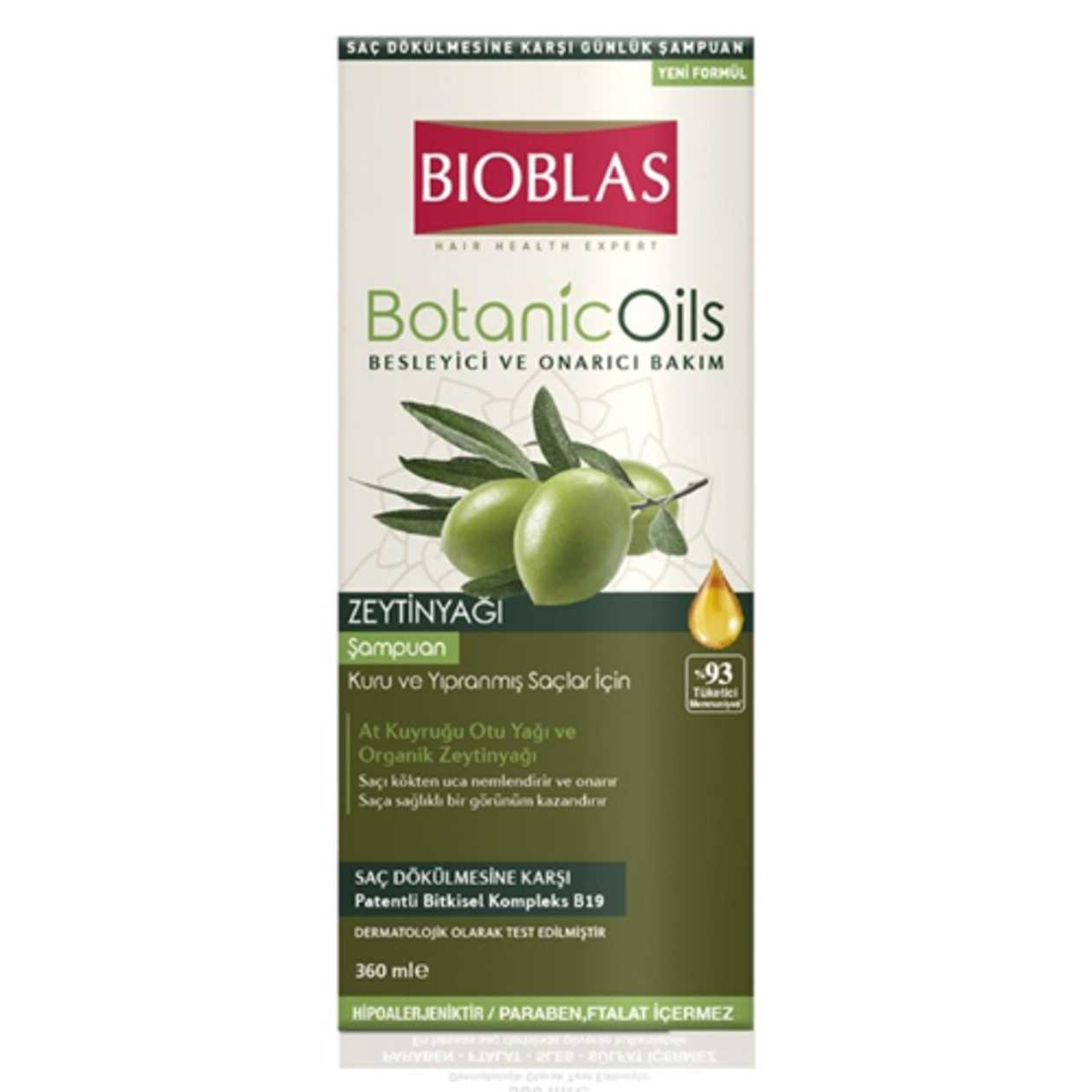 Bioblas - Anti-Hair Loss Shampoo with Olive Oil for Dry, Damaged Hair 360ml 6060