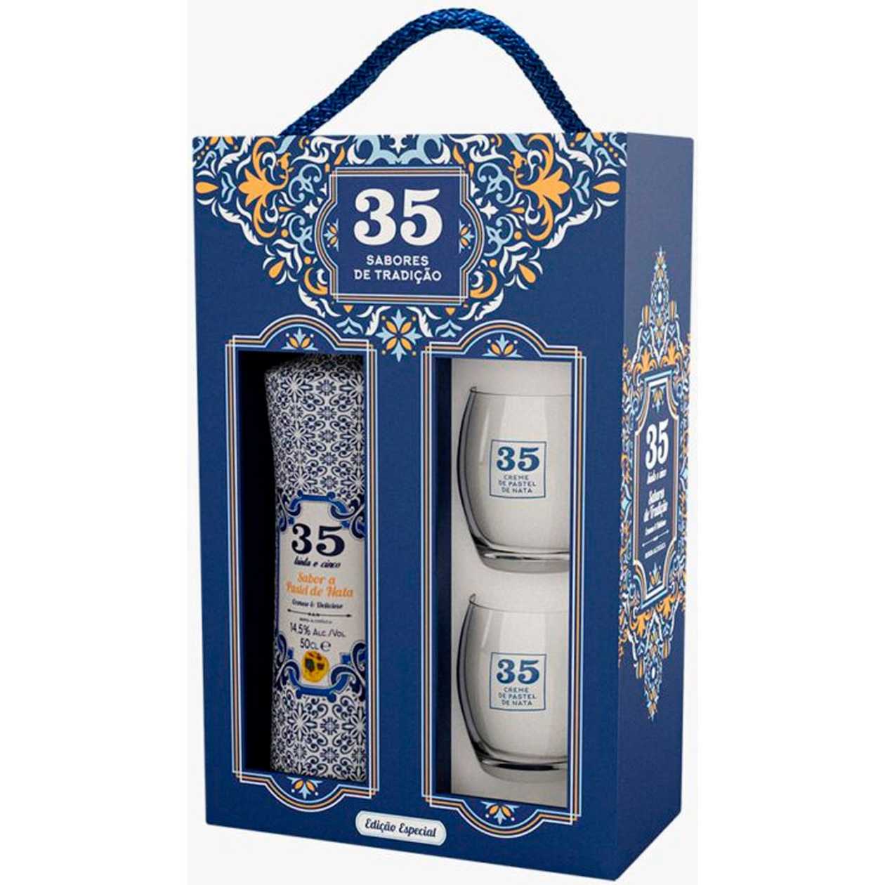 Licor 35 Pastel de Nata pack Tradição 1 x 500 ml + 2 copos