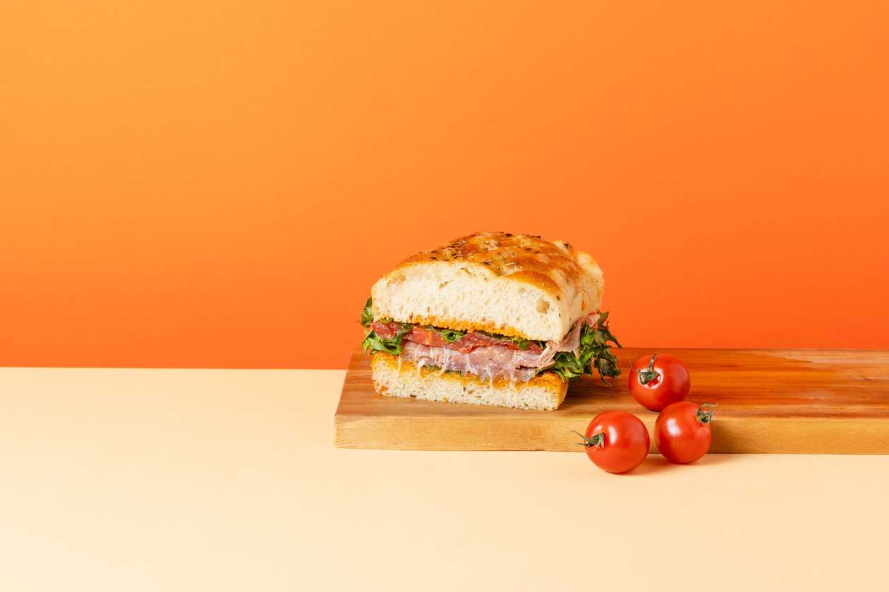 Focaccia with Prosciutto and Red Pesto