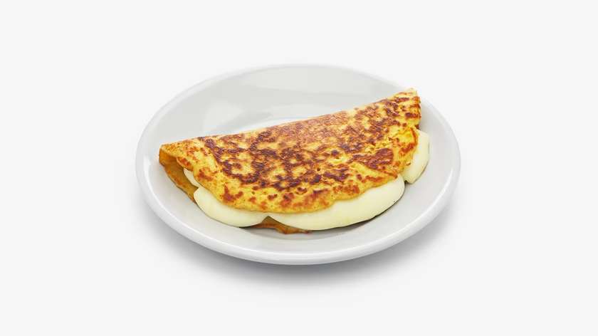 Cachapa with cheese and shredded chicken
