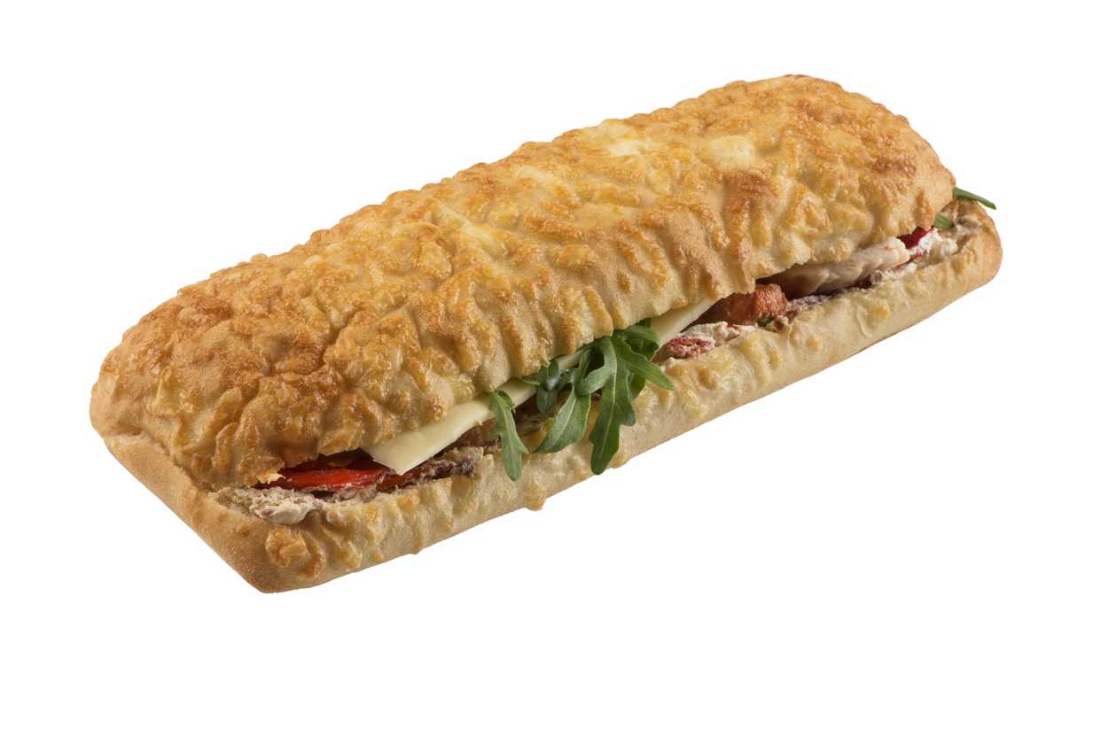 Cheese ciabatta with chicken and mozzarella