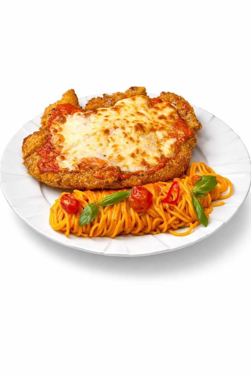 Snitel Pollo Parmigiana cu spaghete Arrabiata + Coca Cola