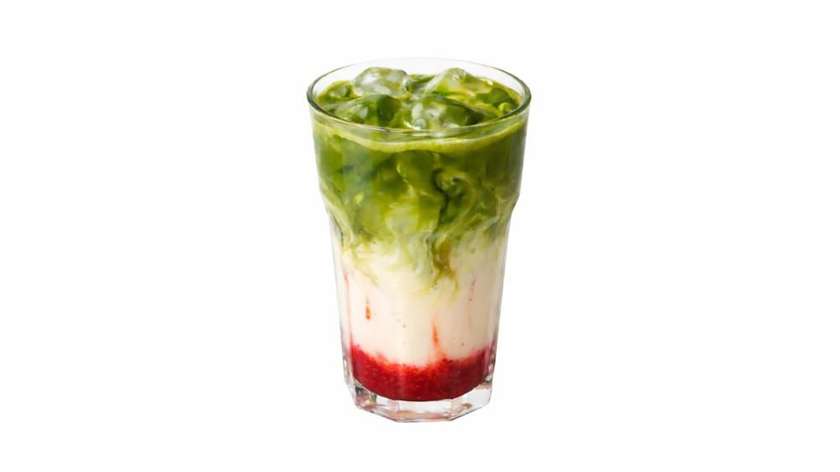 Iced strawberry matcha