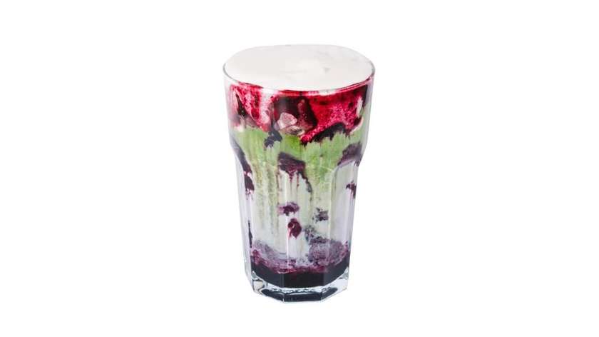 Iced Blueberry Matcha with Cheese foam