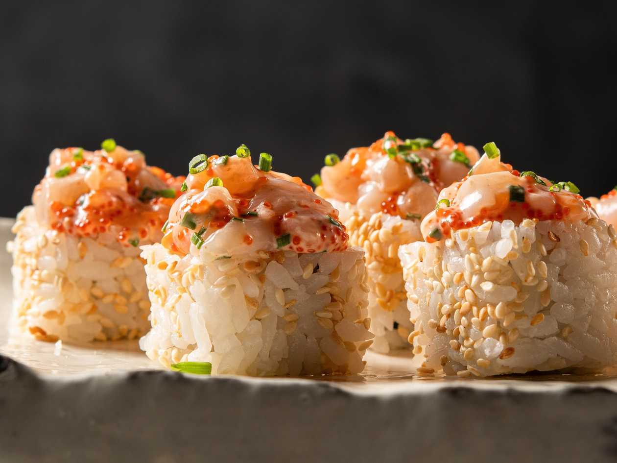 Spicy Scallop Roll with Avocado and Tobiko