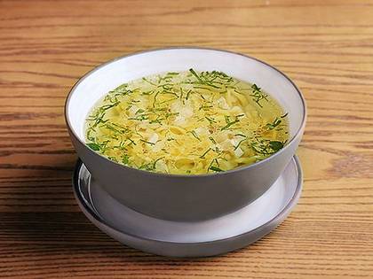 Chicken broth with homemade pasta