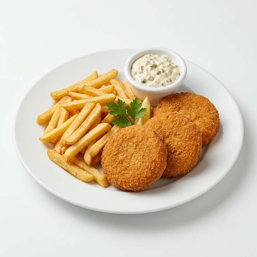 Fried Mozzarella with French Fries and Tartar Sauce