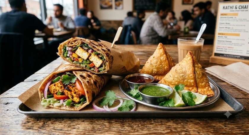 Paneer Wrap and Samosa Combo