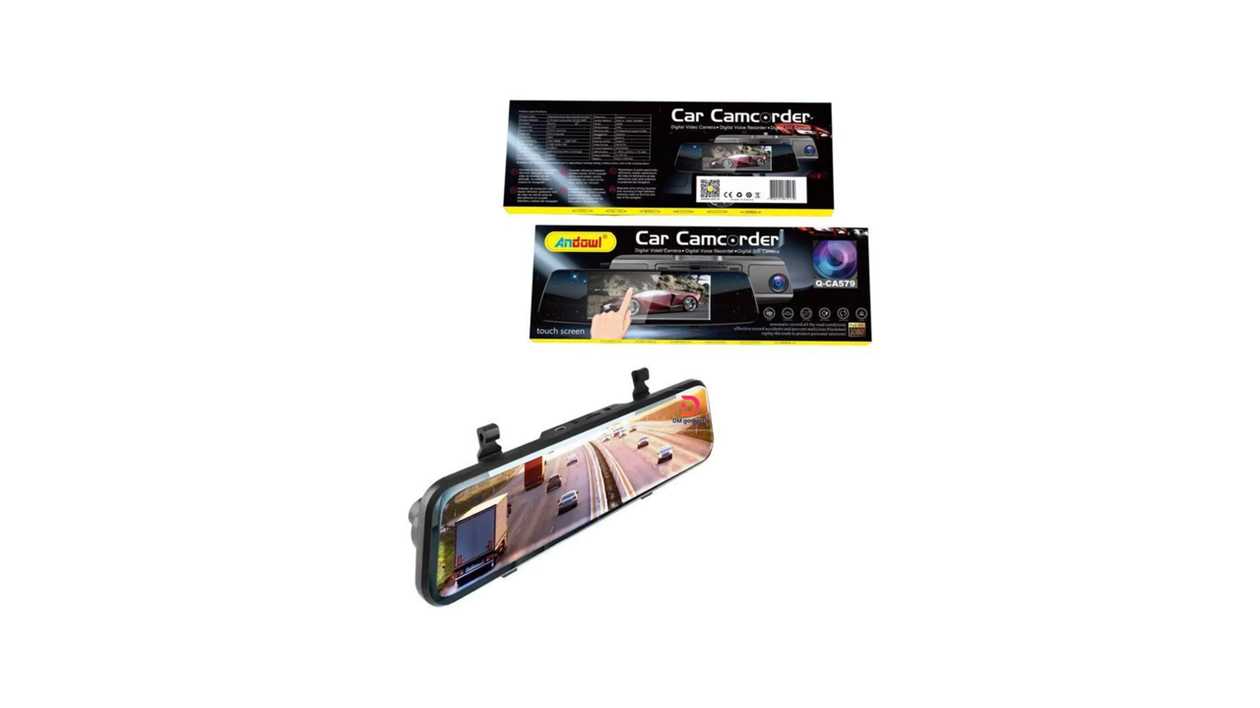 #623C2#Andowl®Q-CA579 5.5″Car Mirror Display with FHD Front Camera + HD Rearview Camera/ Touchscreen