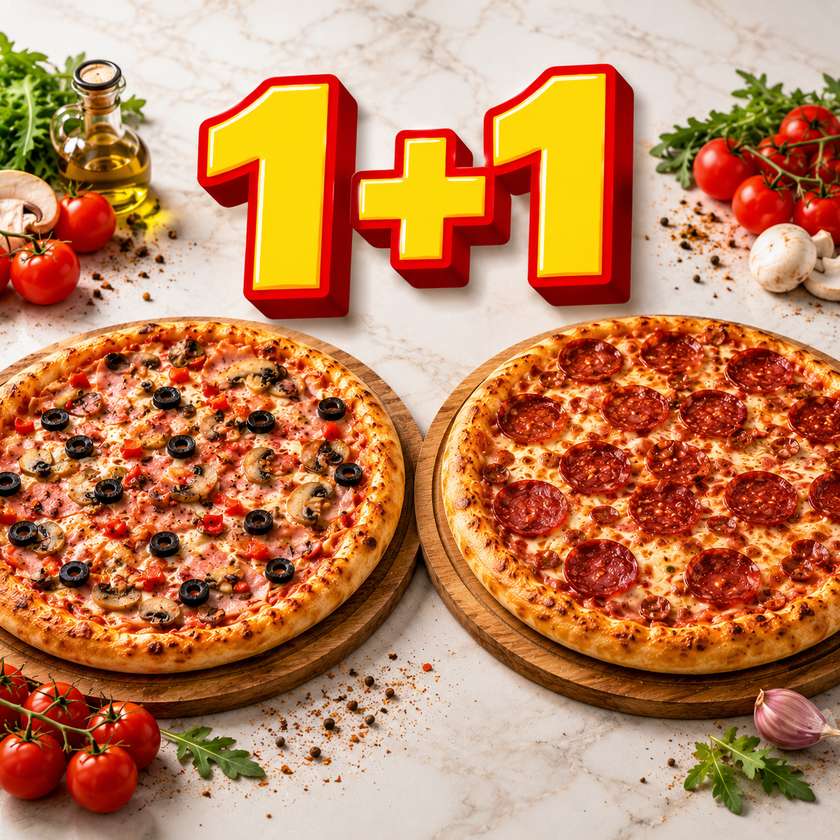 Pizza grande 45 cm 1+1