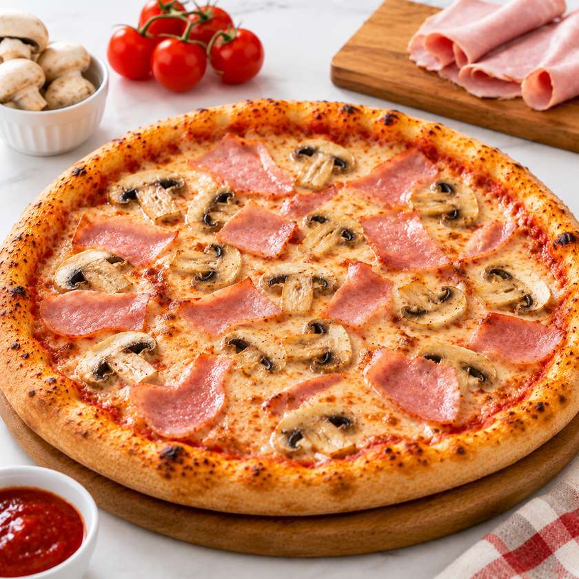 Pizza Prosciutto e funghi clasica 30 cm