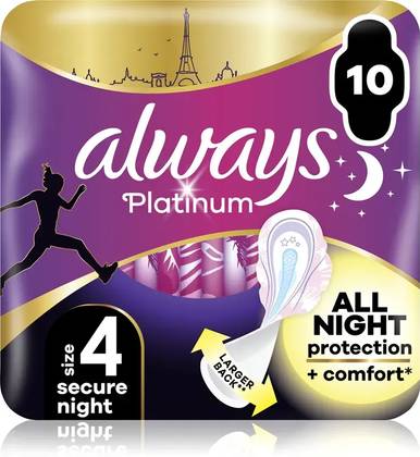 ALWAYS MENSTRUAČNÍ VLOŽKY PLATINUM 4 SECURE NIGHT 10KS
