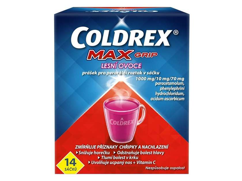 COLDREX MAXGRIP LESNÍ OVOCE 1000MG/10MG/70MG POR PLV SOL SCC 14 II