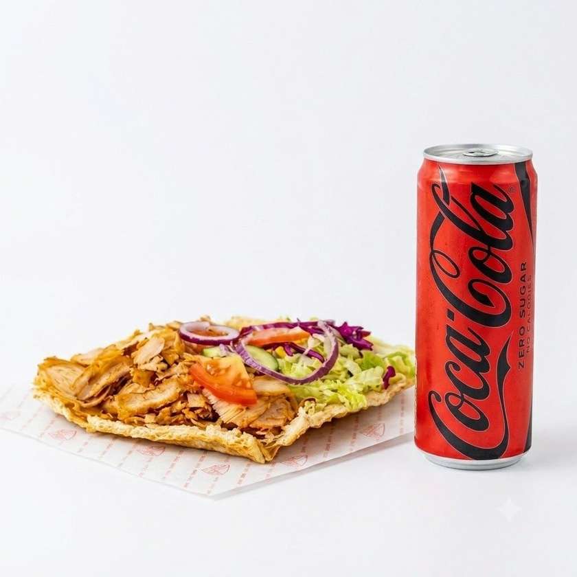 Kebab w bułce + Coca-Cola