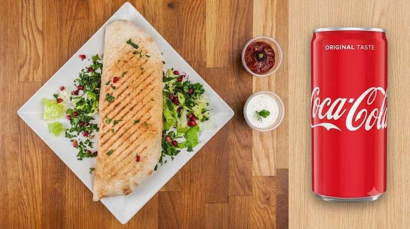 Kebab on plate XL with chicken + Coca-Cola