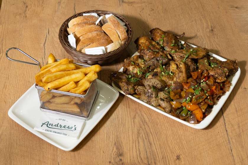 FULL Fried Rabbit with chips and vegtables
