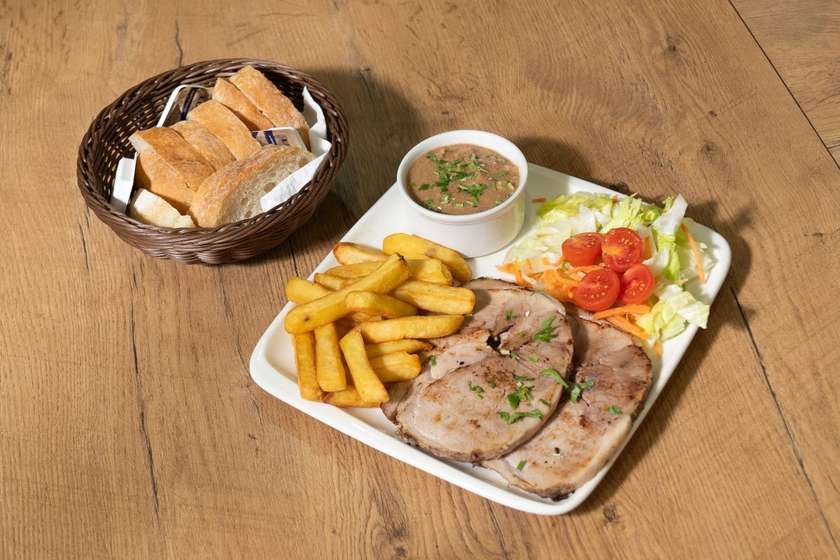 Roast Pork with chips & salad