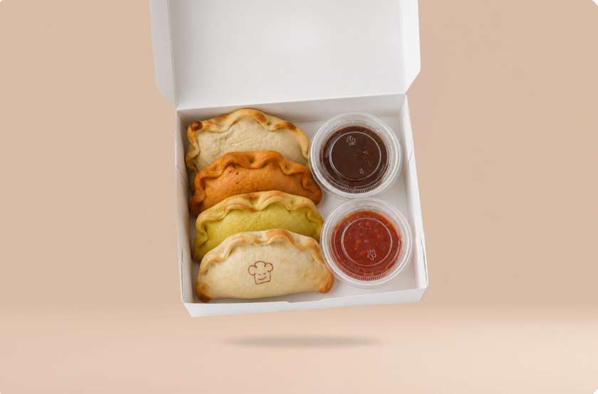 Mix of 4 Empanadas with Sweet Chili Sauce and Teriyaki Sauce
