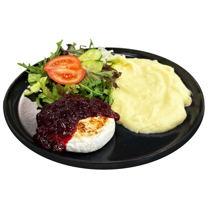 Grilovaný encián s brusnicami, zemiaková kaša, šalátik