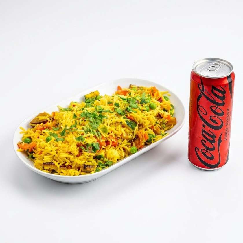 Chicken byriani + Coca Cola