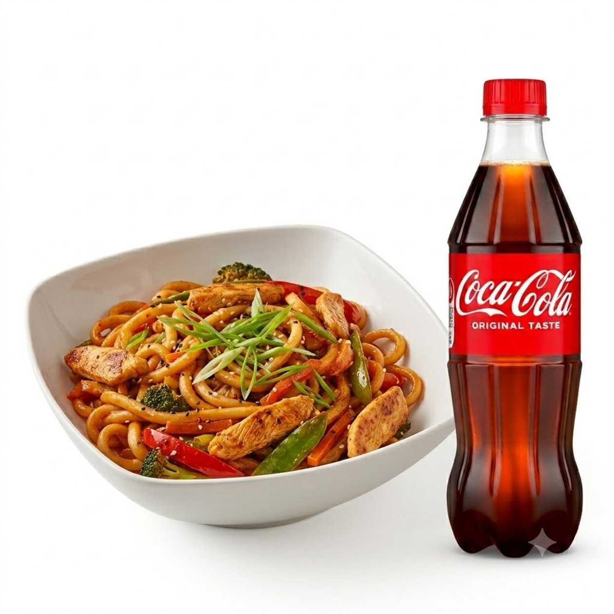 Spicy Chicken Udon + Coca-Cola