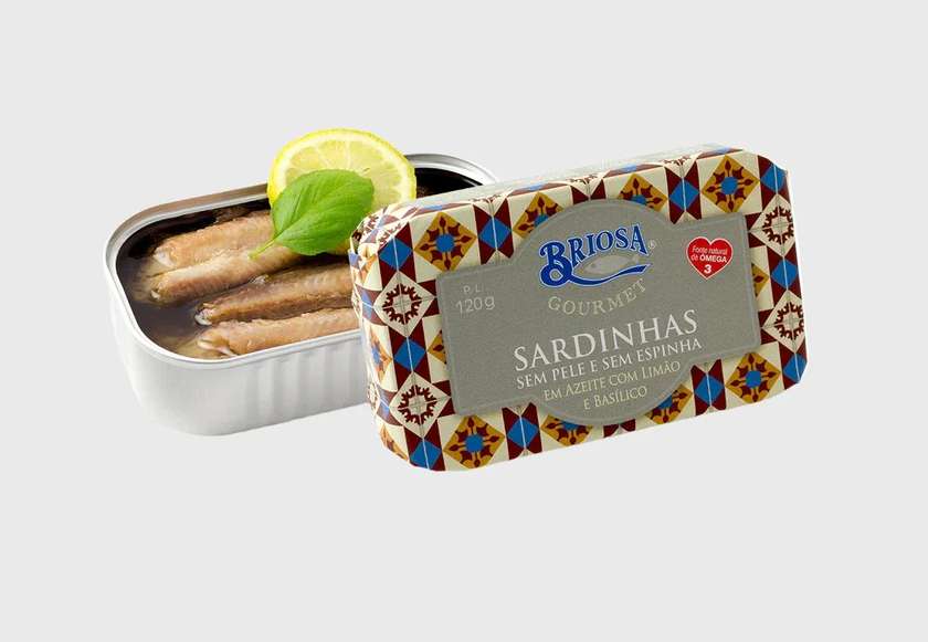 Sardinhas S/Pele e S/Espinha em Azeite C/Limão e Basilico Briosa 120gr