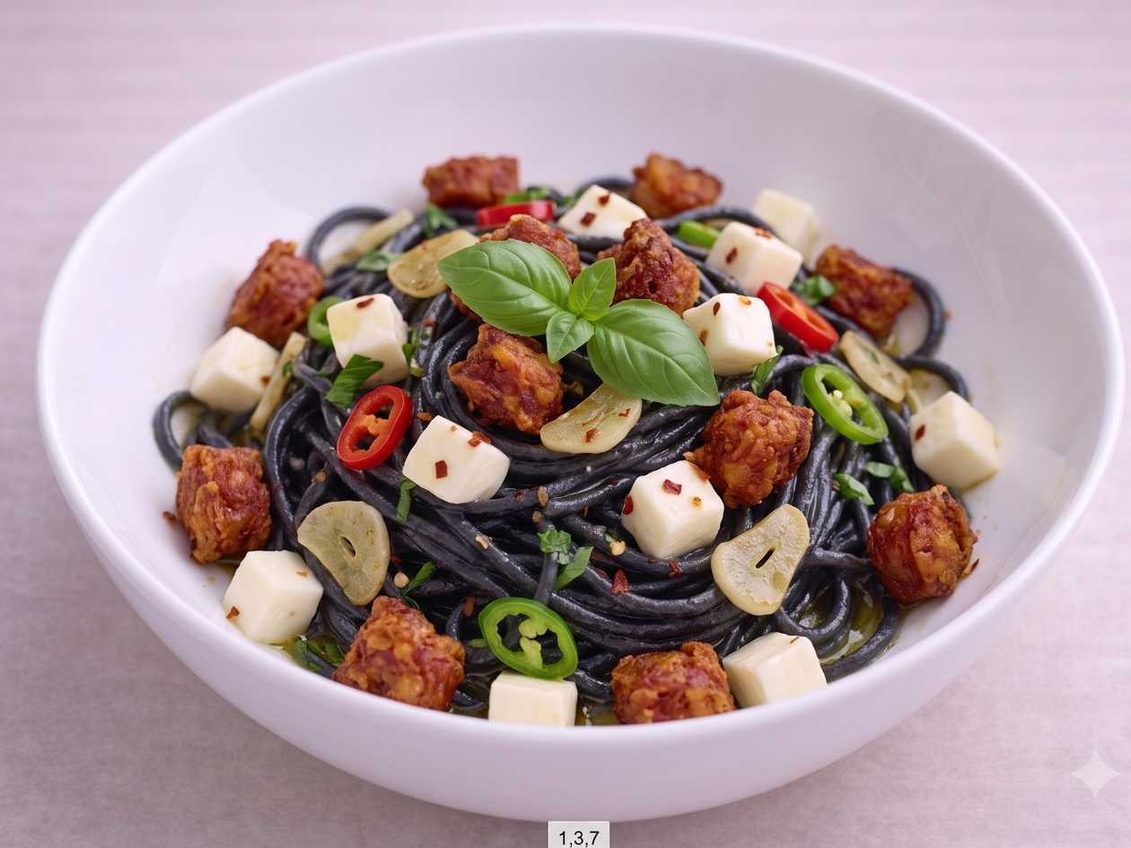 SPAGHETTI AL NERO DI SEPPIA CON MOZZARELLA