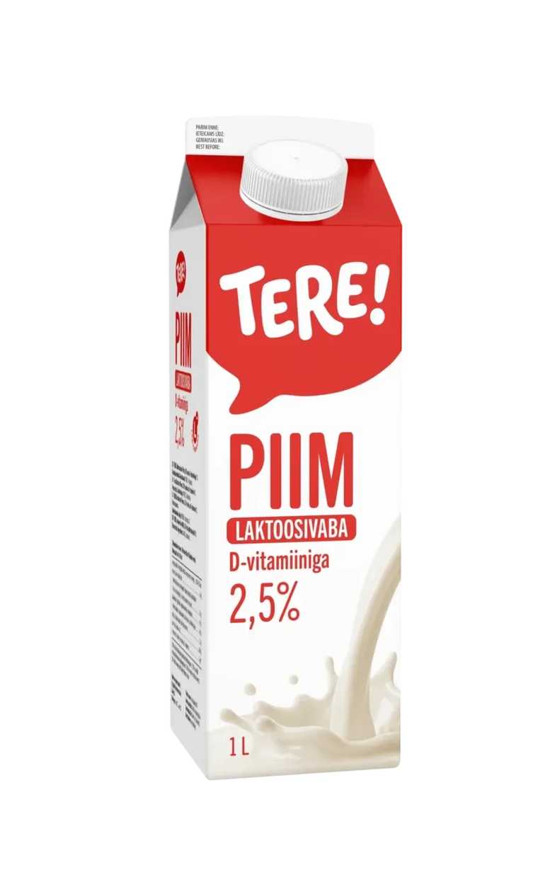 Tere, piim 2.5% laktoosivaba, 1l (aegub peagi)