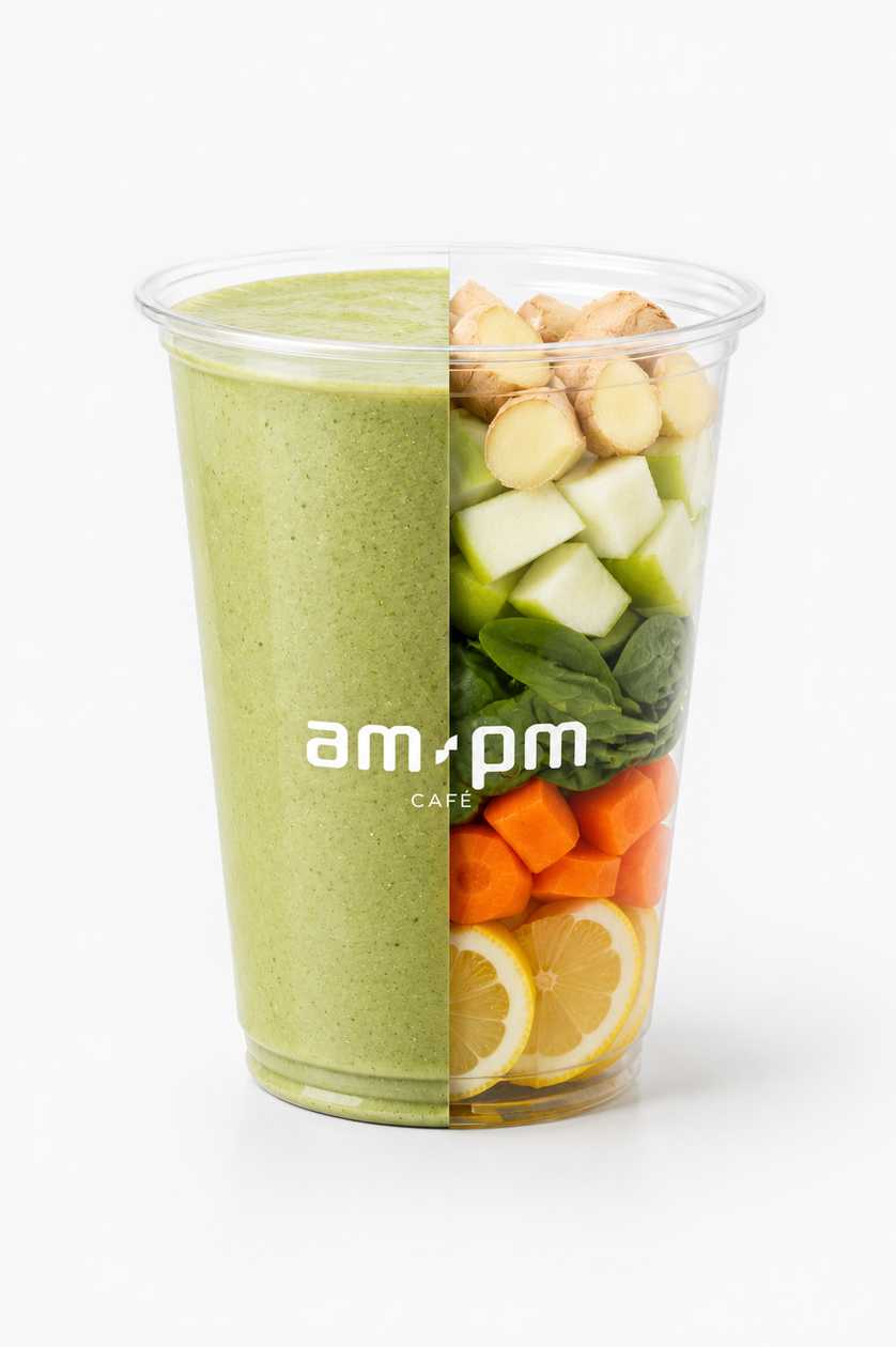Имбирь, яблоко, шпинат, морковь и лимон