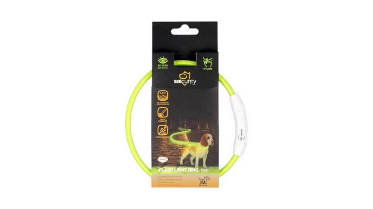 Duvo Plus USB Rechargeable Flashing Collar, Green, Size M