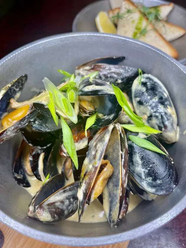 Mussels in creamy cheese sauce