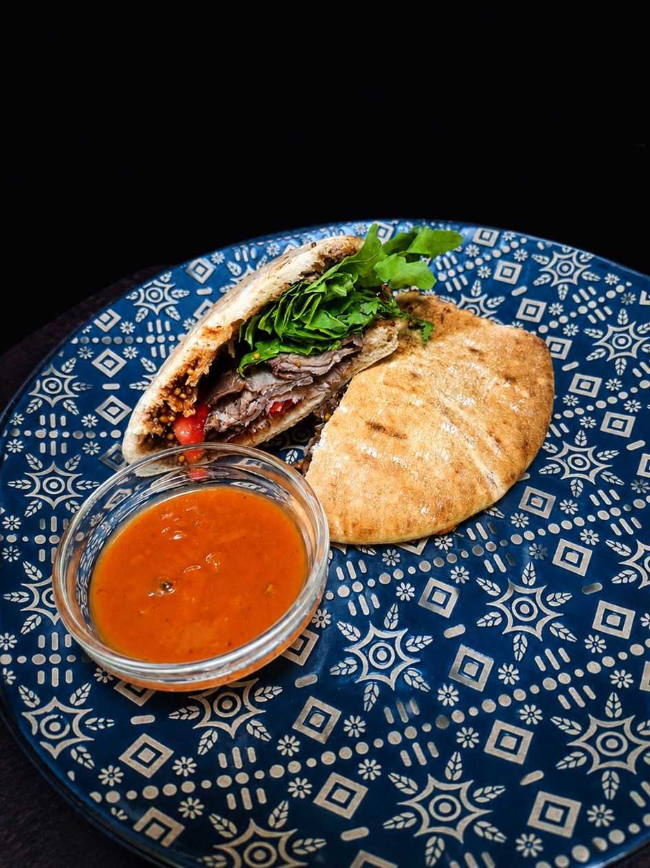 Pita with cured veal