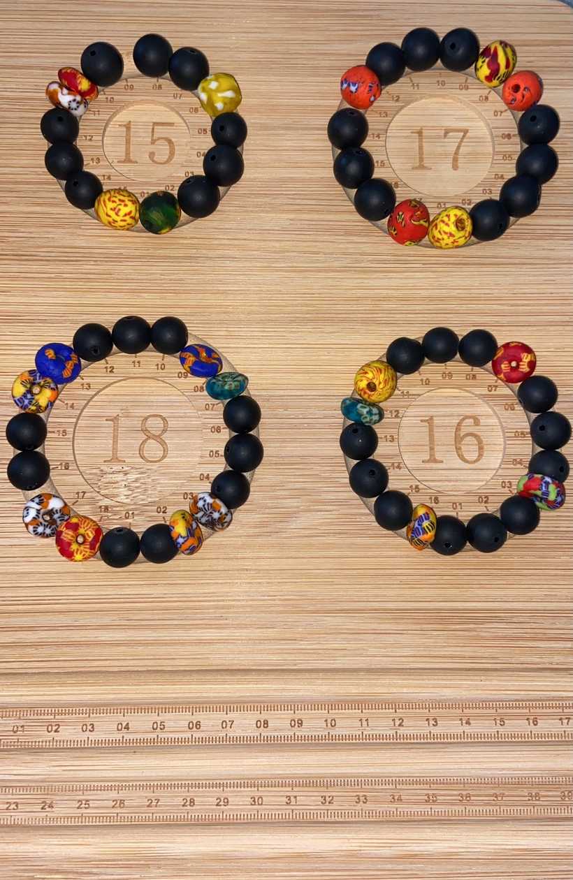 African Print Beaded Bracelet