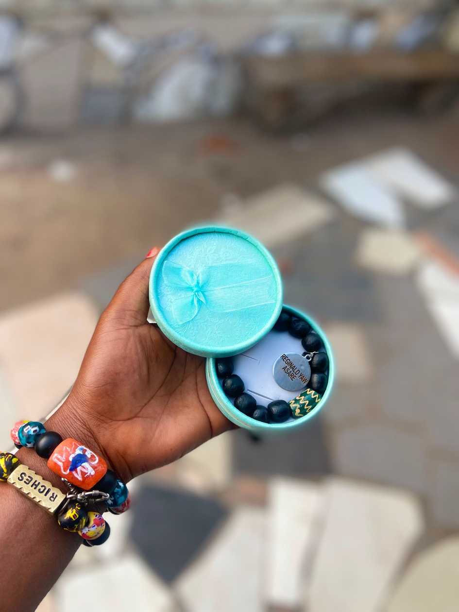 African Print Beaded Bracelet