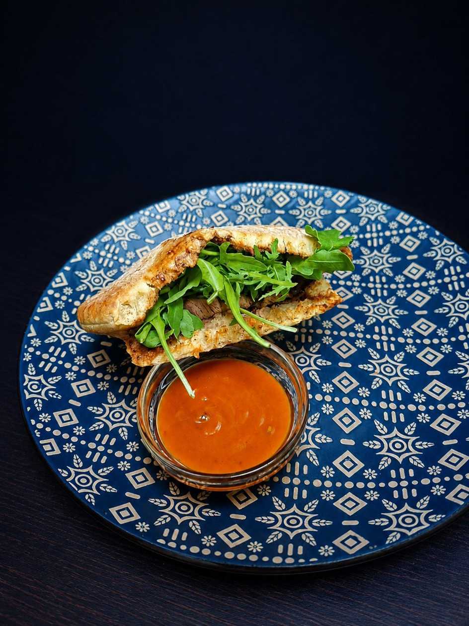 Pita with dried turkey