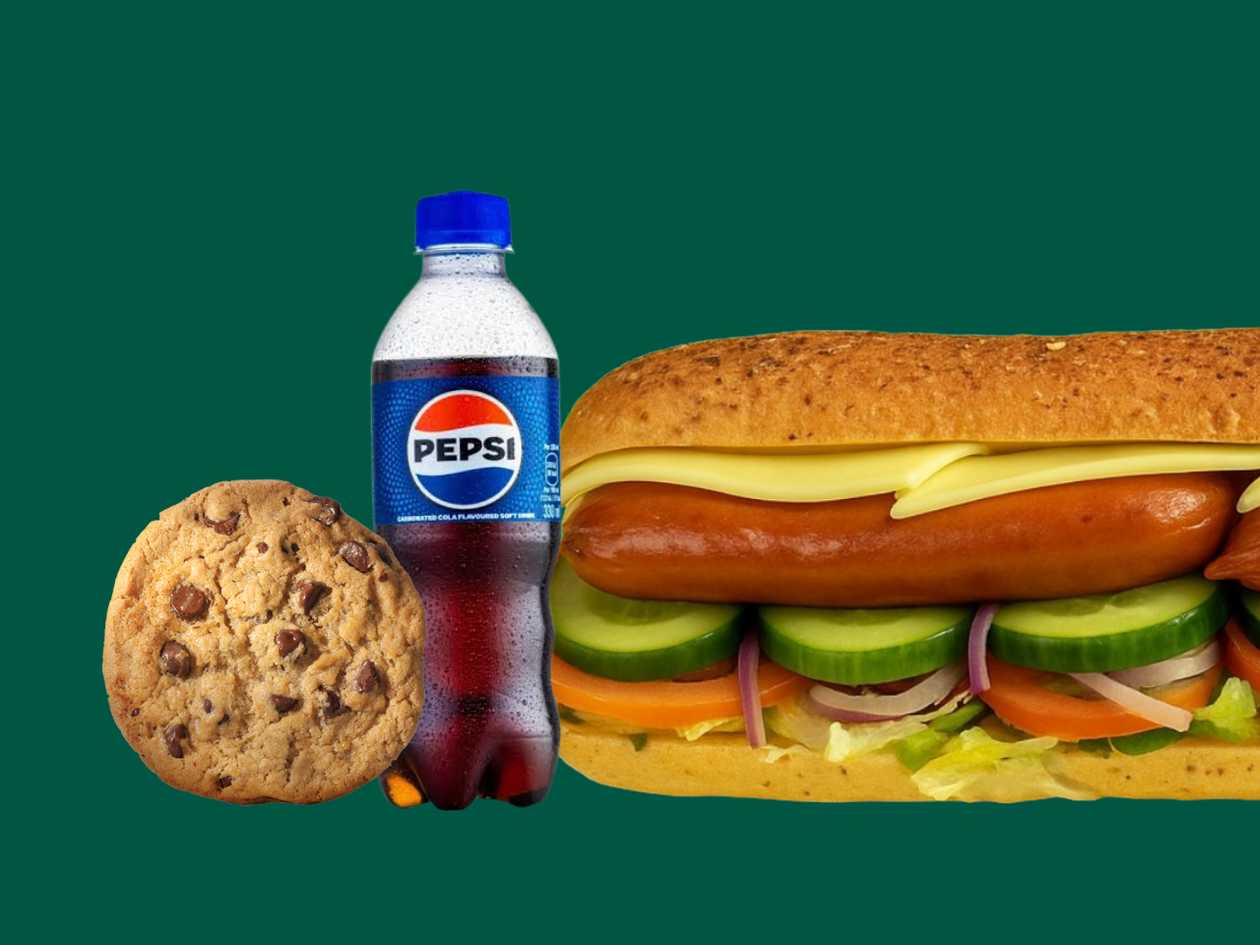 Cheesy Subdog 6-Inch + 330ml Pepsi + Chocolate Chip Cookie