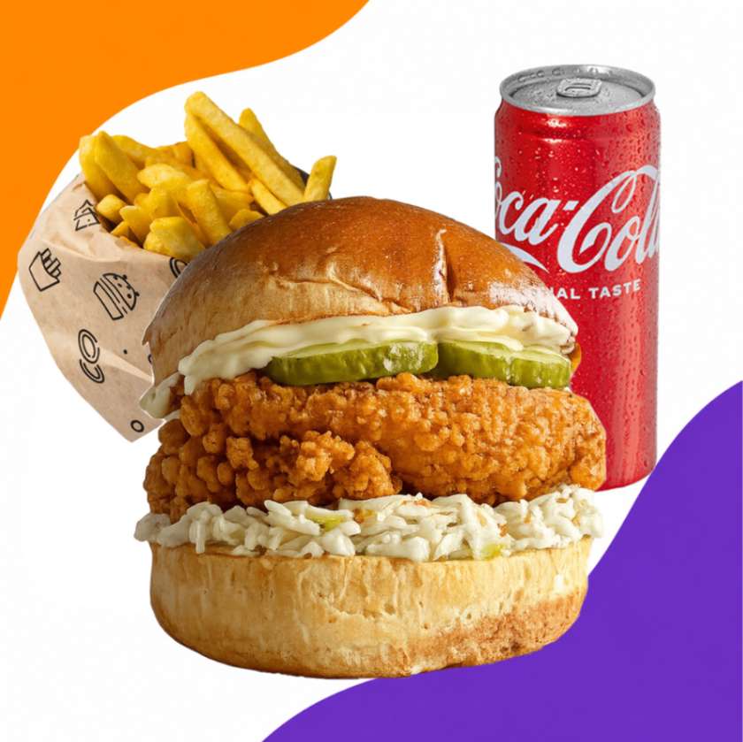 Zestaw Burger Country + frytki + Coca-Cola