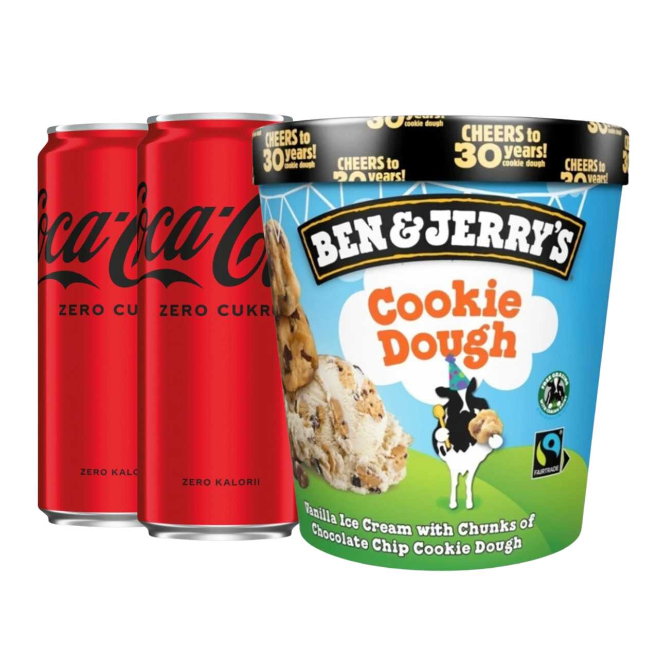 Lody Cookie Dough Ben & Jerry's 465ml + 2x Coca-Cola Zero 0.33l