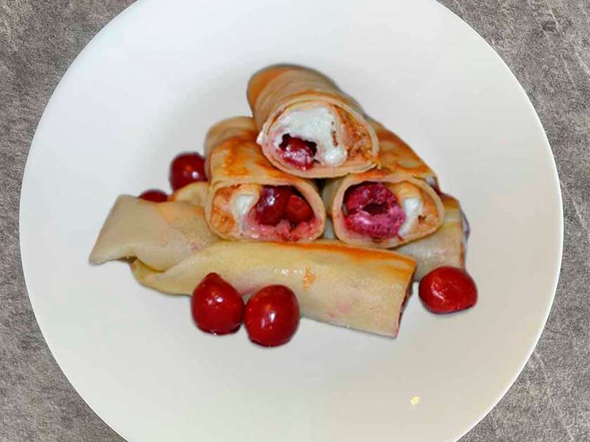 Sweet Cheese and Cherry Pancakes
