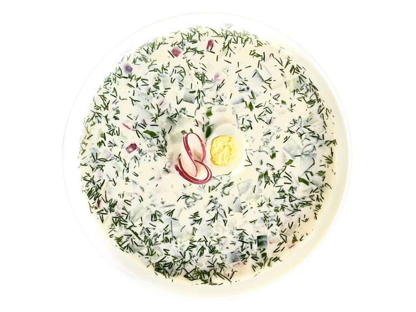Okroshka with Veal on Tan