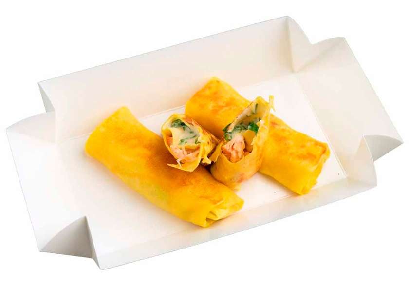 Crepes with salmon and spinach