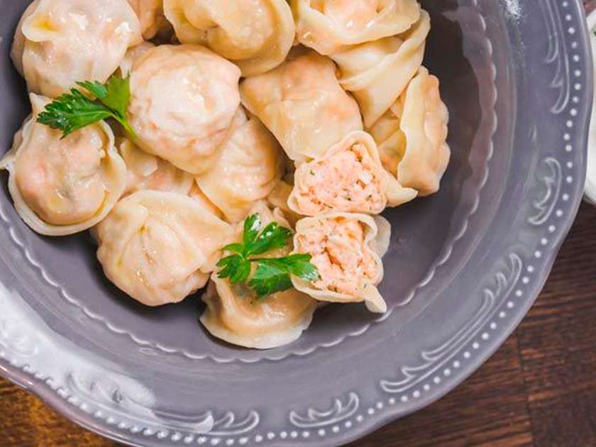 Pelmeni with salmon